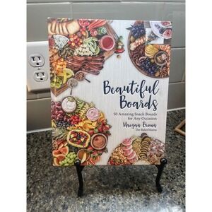 Beautiful Boards Maegan Brown Charcuterie Cookbook and book stand